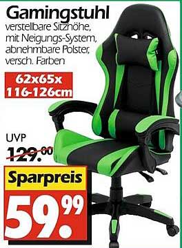 Gamingstuhl – verstellbare Sitzhöhe mit Neigungs-System und abnehmbaren Polstern