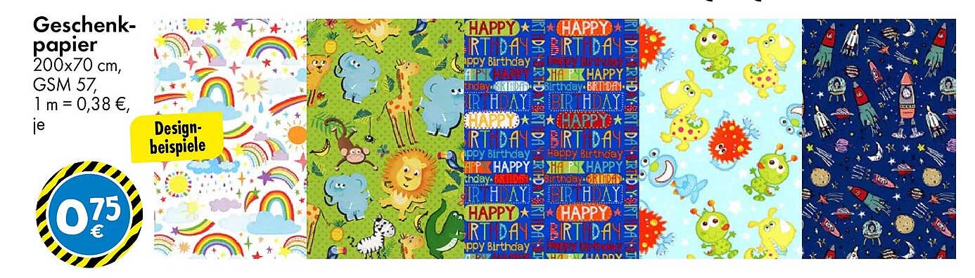 Geschenkpapier 200x70 cm, GSM 57, 0,75 €