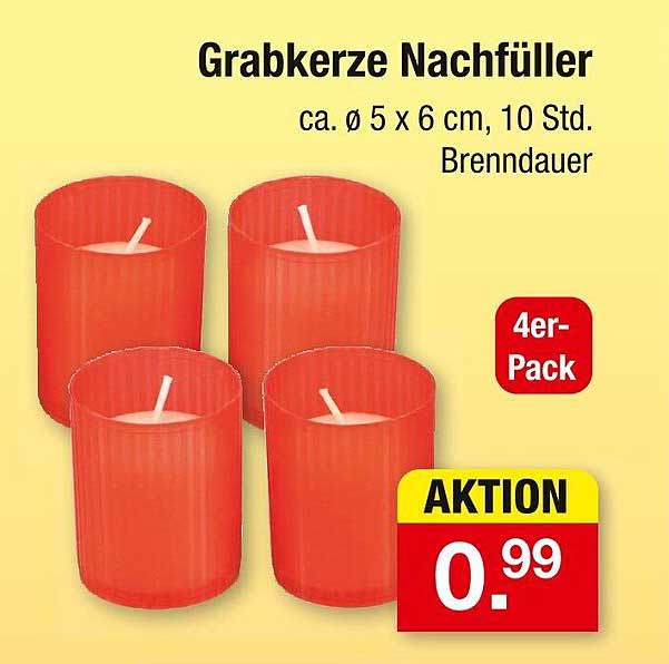 Grabkerze Nachfüller 4er-Pack