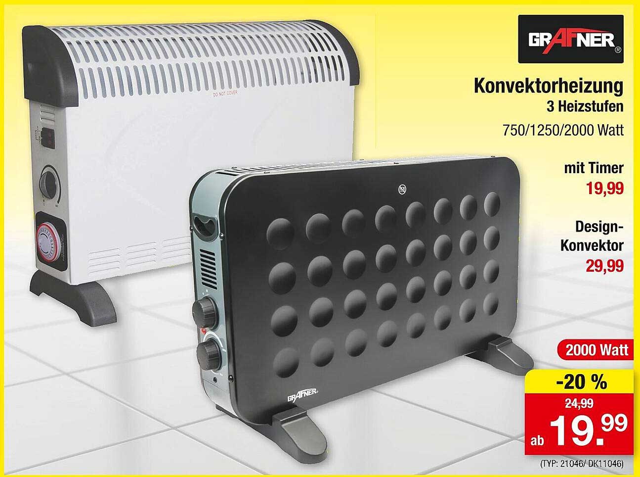 GRAFNER Konvektorheizung mit Timer – Jetzt für nur 19,99 €!