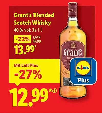 Grant's Blended Scotch Whisky 1 l