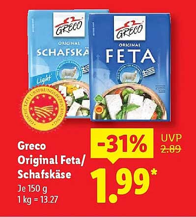 Greco Original Feta/Schafskäse 150 g - 31% günstiger