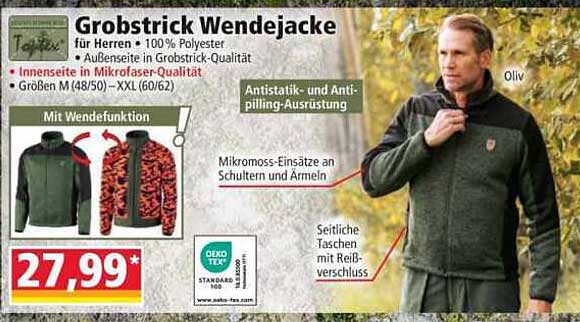 Grobstick Wendejacke für Herren