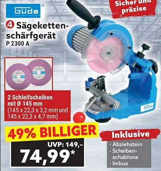 Güde Sägekettenschärfgerät P 2300 A mit 2 Schleifscheiben
