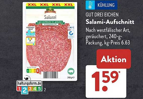 GUT DREI EICHEN Salami-Aufschnitt, 240-g-Packung
