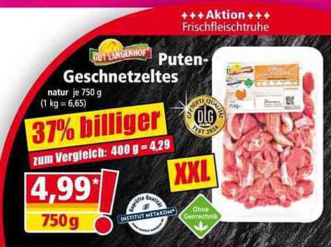 GUT Langenhof Puten-Geschnetzeltes, natur je 750 g