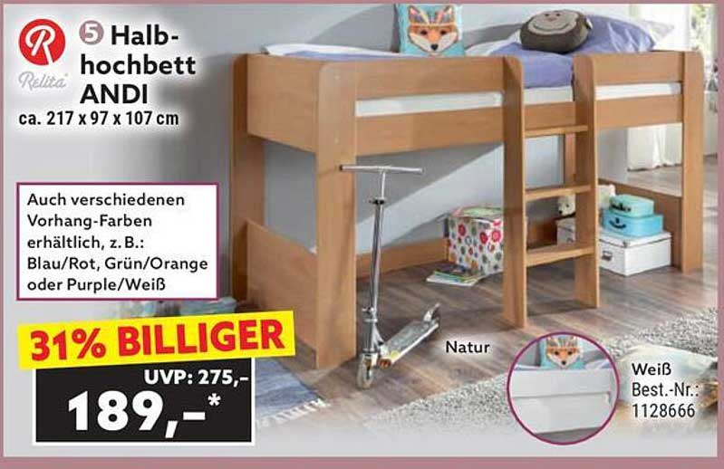 Halbhochsbett ANDI von Relita – Ideale Lösung für jedes Kinderzimmer!