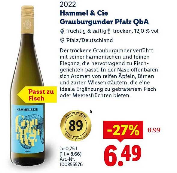 Hammel & Cie Grauburgunder Pfalz QbA 2022
