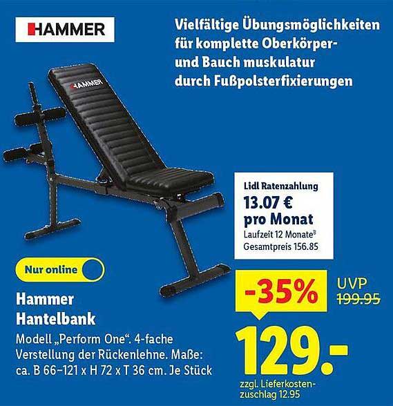 Hammer Hantelbank "Perform One" – Multifunktionale Übungsbank