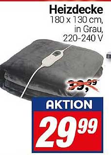 Heizdecke 180 x 130 cm, in Grau, 220-240 V