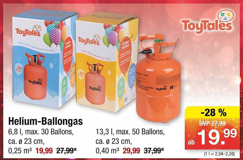 Helium-Ballongas 6,8 l und 13,3 l