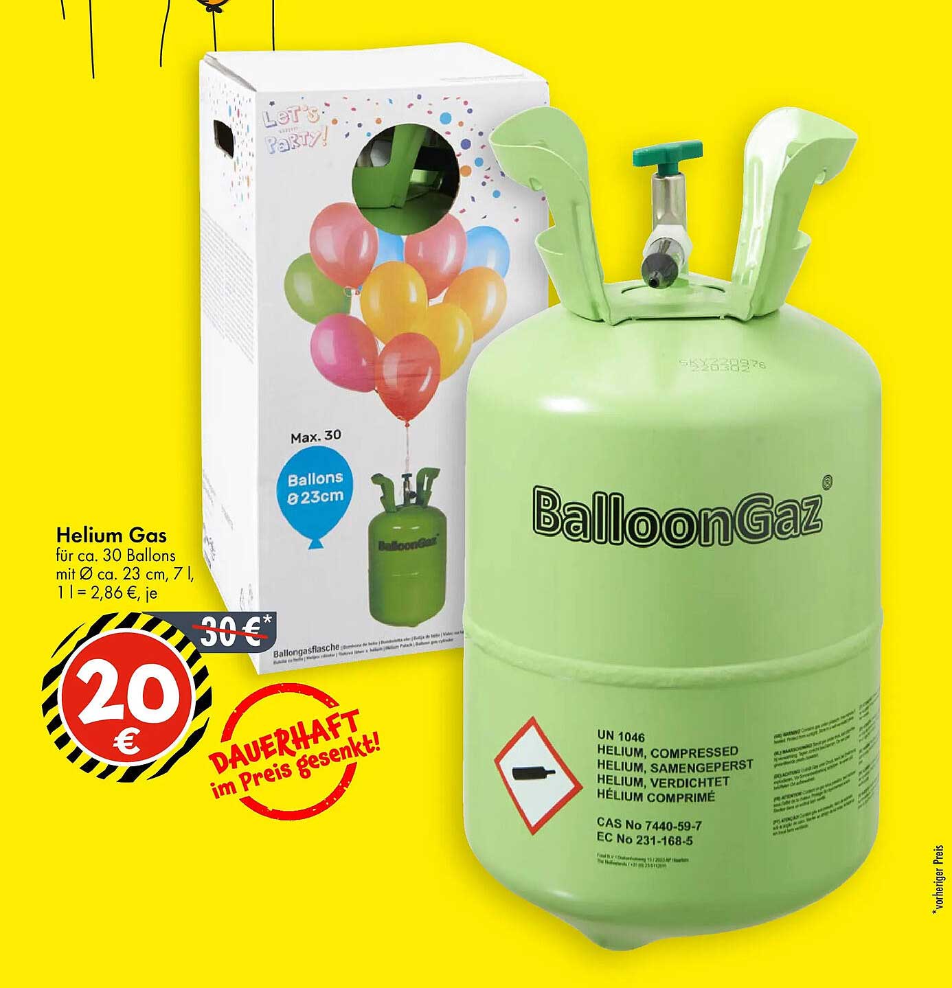Helium Gas für ca. 30 Ballons