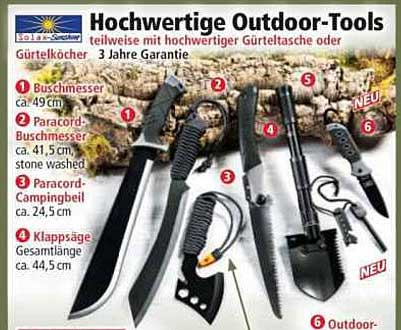 Hochwertige Outdoor-Tools mit Gürteltasche oder Gürtelclip - 3 Jahre Garantie