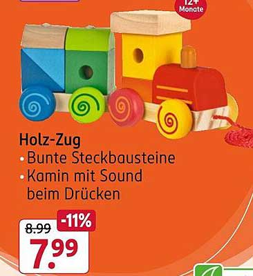 Holz-Zug - Bunte Steckbausteine mit Sound