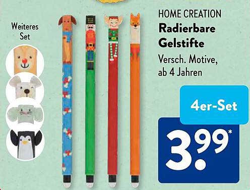 HOME CREATION Radierbare Gelstifte – 4er-Set