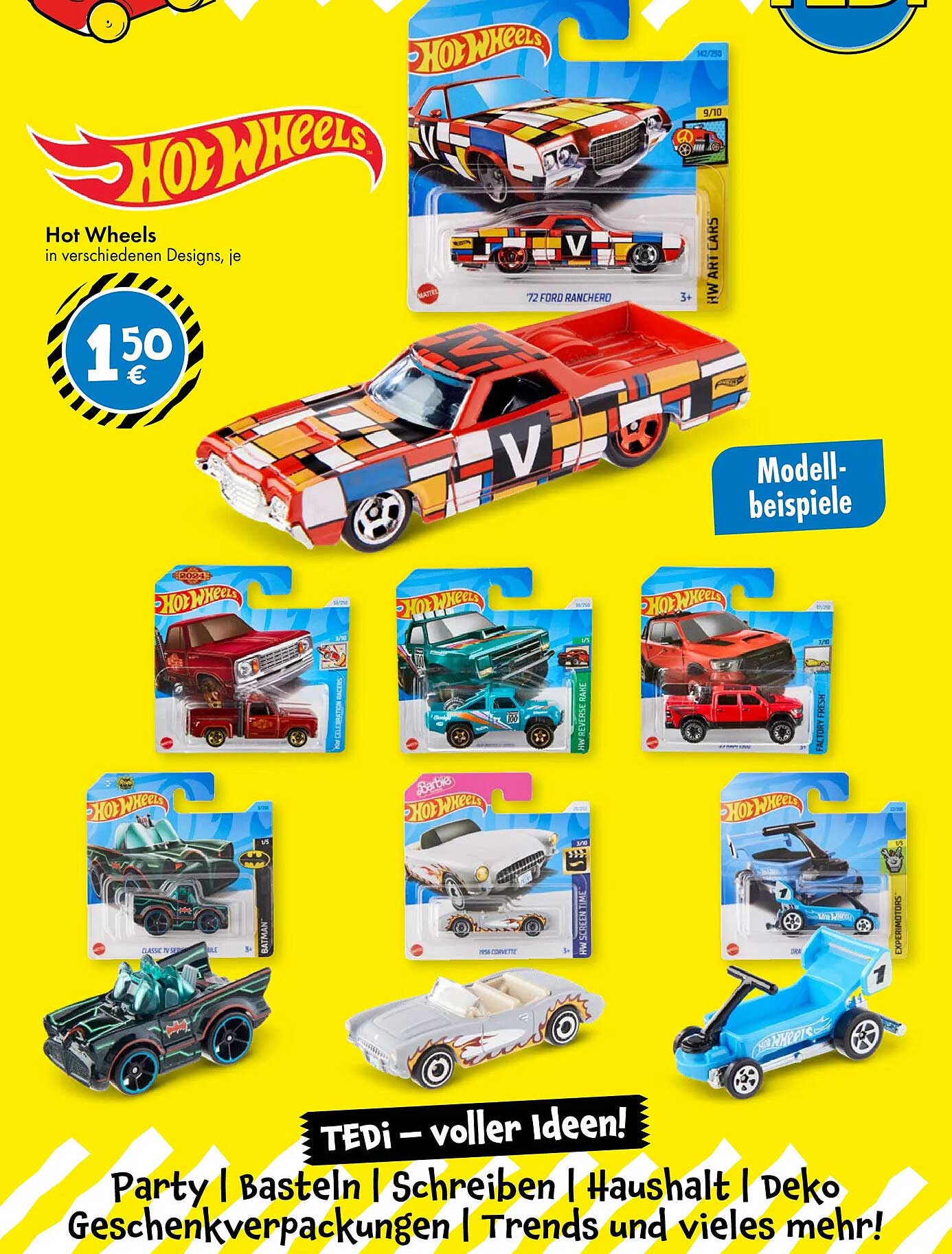 Hot Wheels in verschiedenen Designs, je 1,50 €