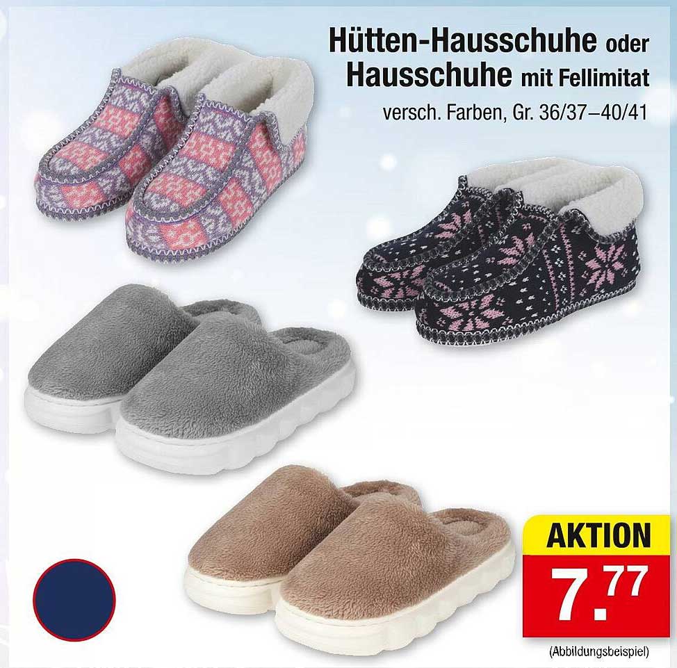 Hütten-Hausschuhe oder Hausschuhe mit Fellimitat