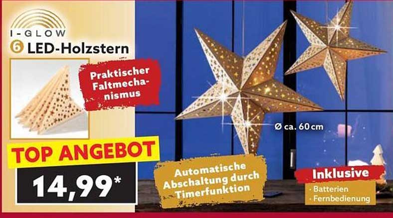 I-GLOW 6 LED-Holzstern