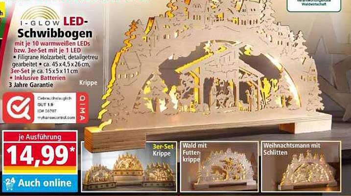 i-GLOW LED-Schwibbogen mit 10 warmweißen LEDs