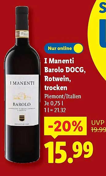 I Manenti Barolo DOCG, Rotwein, trocken