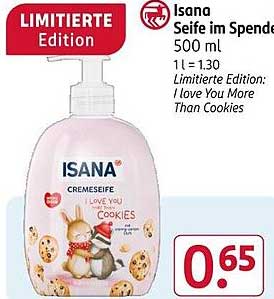 Isana Seife im Spender 500 ml - Limited Edition: I Love You More Than Cookies
