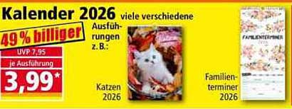 Kalender 2026 - viele verschiedene Ausführungen