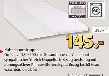 Kaltschaumtopper 180x200 cm - Komfort für eine erholsame Nacht