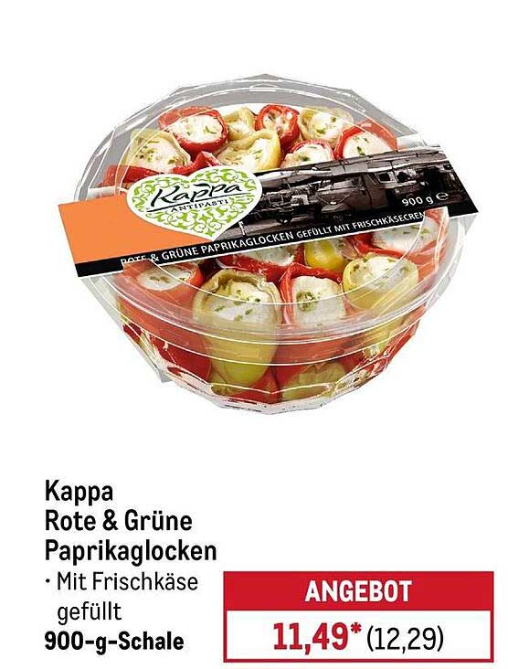 Kappa Rote & Grüne Paprikaglocken mit Frischkäse, 900-g-Schale
