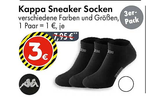 Kappa Sneaker Socken 3er-Pack - jetzt im Angebot!