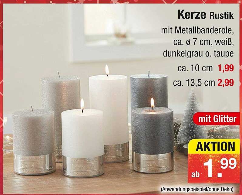 Kerze Rustik mit Metallbanderole