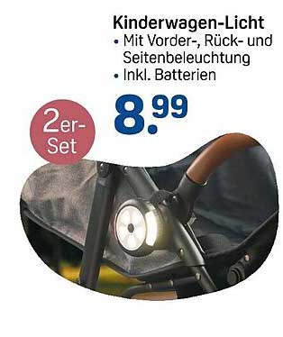 Kinderwagen-Licht 2er-Set mit Vorder-, Rück- und Seitenbeleuchtung inkl. Batterien