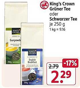 King’s Crown Grüner Tee oder Schwarzer Tee 250 g