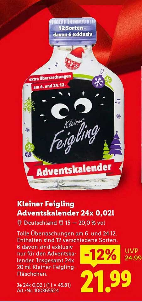Kleiner Feigling Adventskalender 24x 0,02l