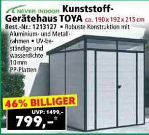 Kunststoff-Geräteschuppen TOYA 190 x 192 x 215 cm