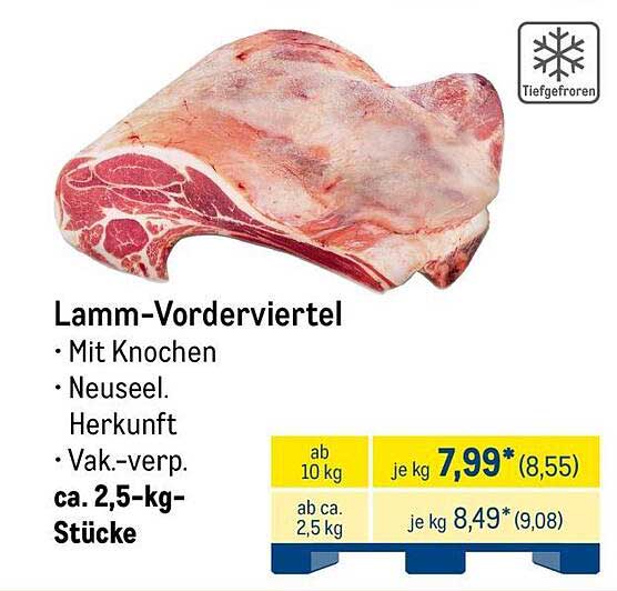 Lamm-Vorderviertel - Mit Knochen, Neuseel. Herkunft, ca. 2,5-kg-Stücke