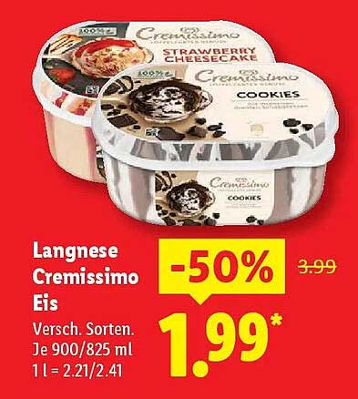 Langnese Cremissimo Eis - Verschiedene Sorten