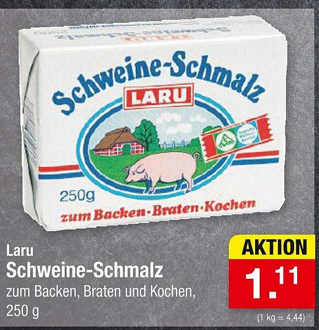 Laru Schweine-Schmalz zum Backen, Braten und Kochen, 250 g