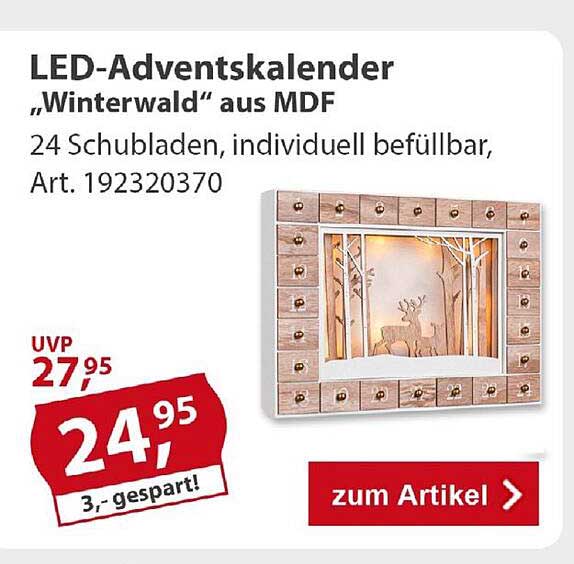 LED-Adventskalender „Winterwald“ aus MDF