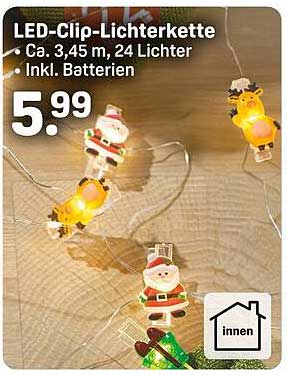LED-Clip-Lichterkette - Ca. 3,45 m, 24 Lichter inkl. Batterien