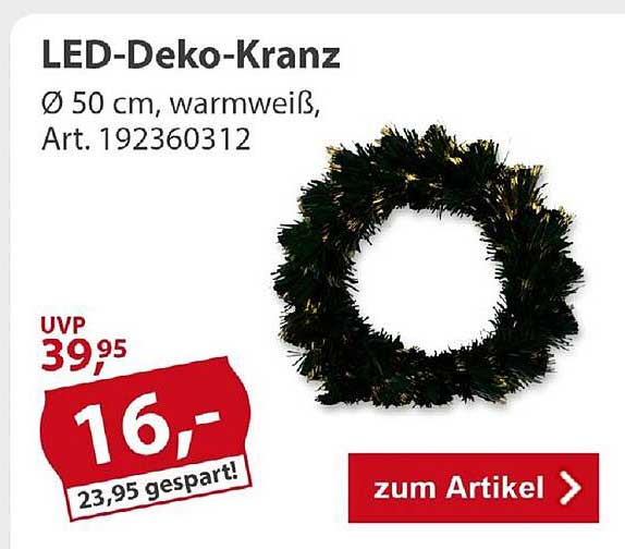 LED-Deko-Kranz Ø 50 cm, warmweiß, Art. 192360312