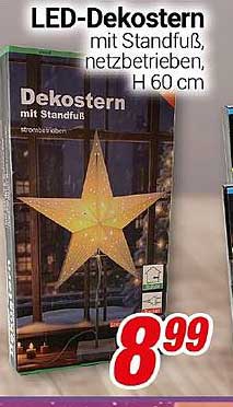 LED-Dekostern mit Standfuß, netzbetrieben, H 60 cm