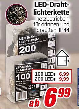 LED-Drahtlichterkette netzbetrieben, für drinnen und draußen, IP44