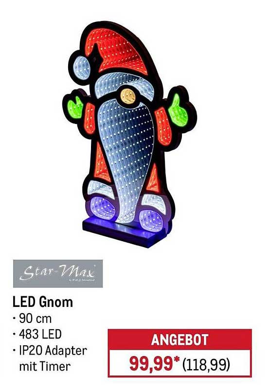 LED Gnom 90 cm mit 483 LEDs und IP20 Adapter mit Timer