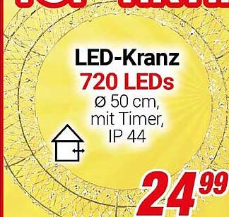 LED-Kranz 720 LEDs Ø 50 cm, mit Timer, IP 44