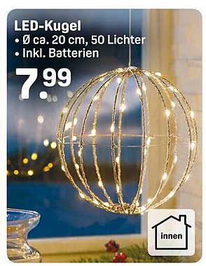 LED-Kugel 20 cm mit 50 Lichtern inkl. Batterien