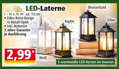 LED-Laterne I-GLOW – Edles Retro-Design in Metall-Optik