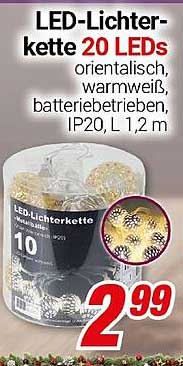 LED-Lichterkette 20 LEDs orientalisch, warmweiß, batteriebetrieben, IP20, L 1,2 m