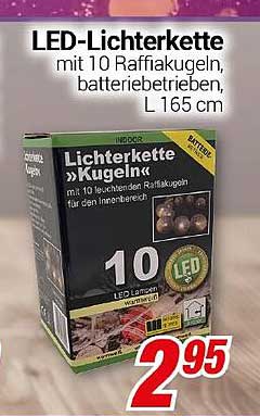LED-Lichterkette mit 10 Raffiakugeln, batteriebetrieben, L 165 cm