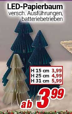 LED-Papierbaum – verschiedene Ausführungen, batteriebetrieben