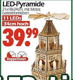 LED-Pyramide mit Motor und 11 LEDs, batteriebetrieben